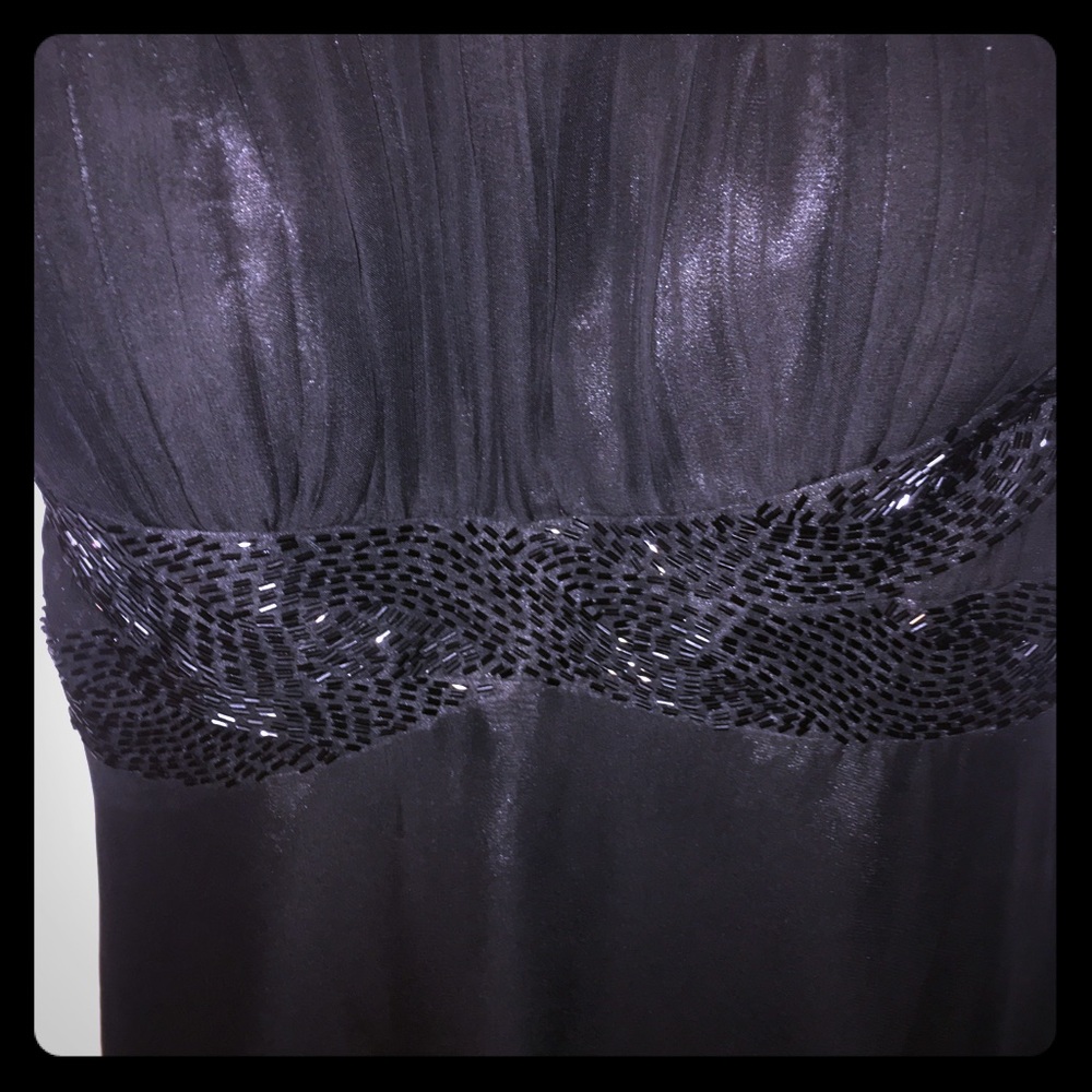 Strapless black dress with beading